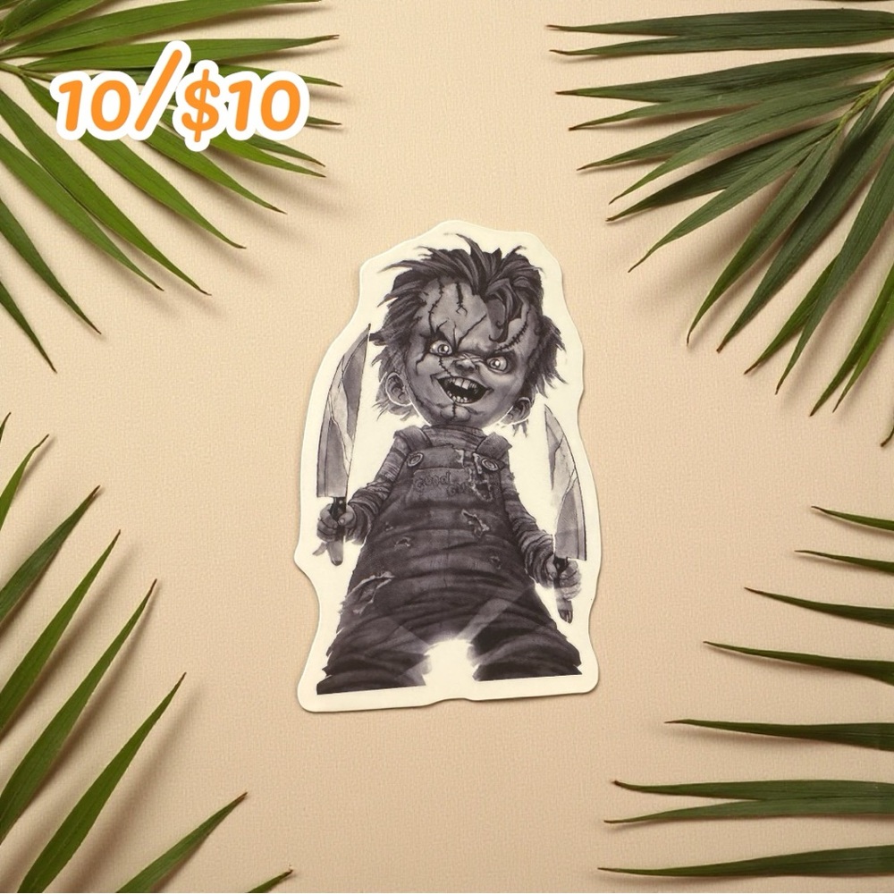 CHUCKY Dual Knives Sticker – Child’s Play Horror Matte | 2.25” | 10 for $10